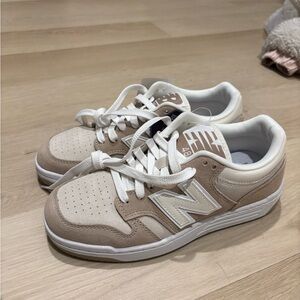 New Balance Beige and White Sneakers